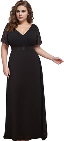 Alisapan Womens Plus Size Bridesmaid Dress Chiffon Long Formal Evening Prom Dresses 9890 in Saudi Arabia