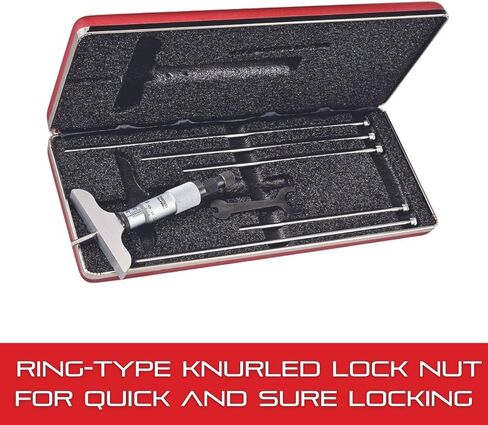Starrett Micrometer Depth Gage with Ring-Type Knurled Lock Nut, Combination Ratchet and Speeder - Quick and Easy Adjustment, 0-9" Range, 001" Graduations - 440Z-9L in Saudi Arabia