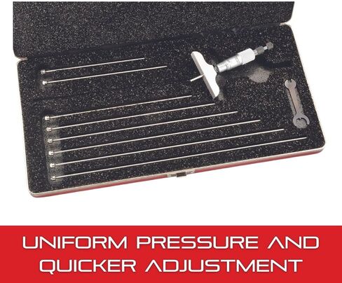 Starrett Micrometer Depth Gage with Ring-Type Knurled Lock Nut, Combination Ratchet and Speeder - Quick and Easy Adjustment, 0-9" Range, 001" Graduations - 440Z-9L in Saudi Arabia