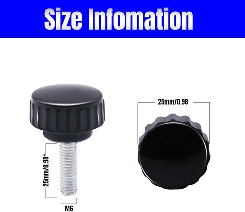 8pcs Metric Male Thread Knurled, M6 x 25mm Black Thumb Screw Clamping Knobs Plastic Grip Threaded Knurled in Saudi Arabia