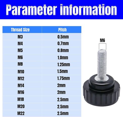 8pcs Metric Male Thread Knurled, M6 x 25mm Black Thumb Screw Clamping Knobs Plastic Grip Threaded Knurled in Saudi Arabia