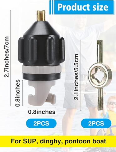 Inflatable SUP Pump Valve Adapter - 2 Sets Quickly Inflation Standard Air Valve Adapter & Valve Core Wrenches for Paddle Board Kayaking Accessories in Kuwait