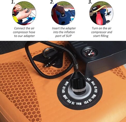 Inflatable SUP Pump Valve Adapter - 2 Sets Quickly Inflation Standard Air Valve Adapter & Valve Core Wrenches for Paddle Board Kayaking Accessories in Kuwait