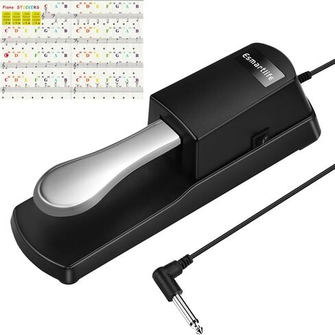 Keyboard Sustain Pedal, Piano Universal Pedal Set with 88 Key Piano Stickers for Digital Piano Electronic Keyboard MIDI Synthesizer,Sturdy Durable,Pedal with Polarity Switch, 1/4'' (6.35mm) Input Plug in Saudi Arabia