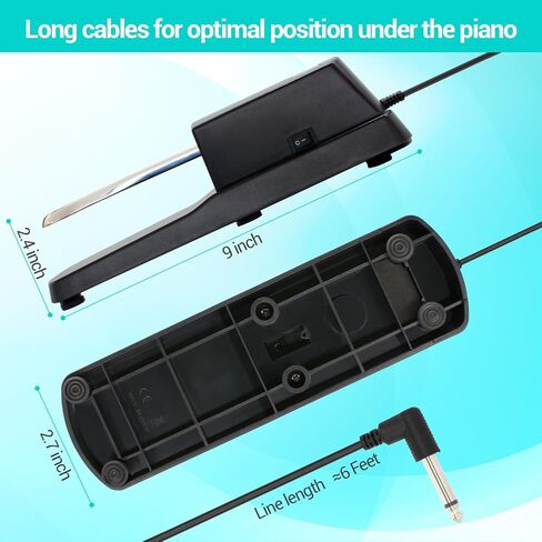 Keyboard Sustain Pedal, Piano Universal Pedal Set with 88 Key Piano Stickers for Digital Piano Electronic Keyboard MIDI Synthesizer,Sturdy Durable,Pedal with Polarity Switch, 1/4'' (6.35mm) Input Plug in Saudi Arabia