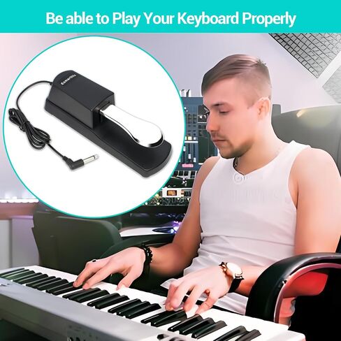 Keyboard Sustain Pedal, Piano Universal Pedal Set with 88 Key Piano Stickers for Digital Piano Electronic Keyboard MIDI Synthesizer,Sturdy Durable,Pedal with Polarity Switch, 1/4'' (6.35mm) Input Plug in Saudi Arabia