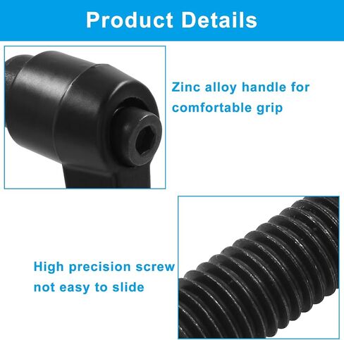 2 قطعة مقبض تثبيت قابل للتعديل لقط رافعة M10x25mm ذكر مقبض مسمار ملولب زر ضغط رافعة السقاطة (أسود) in Saudi Arabia