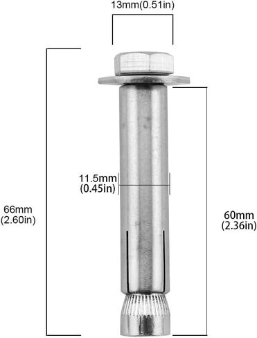 M8*60mm Hex Expansion Bolt Steel,304 Stainless Steel External Furniture Bolts,Concrete Brick Expansion Screw Bolts Fastener (6 Pcs) in Saudi Arabia