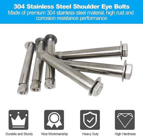M8*60mm Hex Expansion Bolt Steel,304 Stainless Steel External Furniture Bolts,Concrete Brick Expansion Screw Bolts Fastener (6 Pcs) in Saudi Arabia