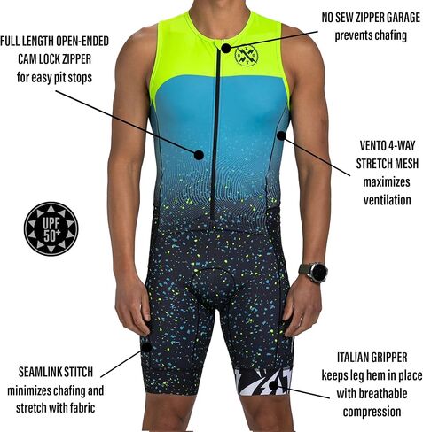 Zoot Men’s LTD Tri Aero SLVS FZ Racesuit, Sleeveless Aerodynamic Cycle Swim Bike Run Tri Suit with Chamois, Pockets, UPF 50+ in Saudi Arabia