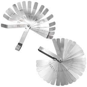 48Pcs Stainless Steel Feeler Gauge Measuring Tool 0.127-0.508mm/0.02-1.0mm Gauge Dual Marked Metric and Imperial Gap Measuring Set for Automotive Repair Machining Measuring Gap Width