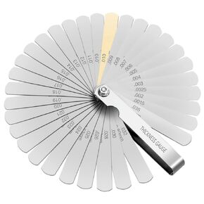 Multipurpose Stainless Steel Feeler Gauge, 32 Blades Dual Marked Imperial and Metric Feeler Gauge Set,Rangefinder Used for Repairman, Fitter,Auto Mechanic (0.04-0.88mm)