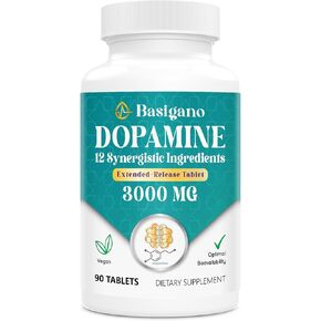 Natural Dopamine Supplement for Energy, Focus, Motivation, Mental Alertness, Mood, and Stress - Non-GMO, Gluten-Free - 90 Tablets