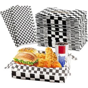120Pcs 4Lb Paper Food Trays with Greaseproof Food Wrapping Paper 4 Corners Pop-Up Cardboard Trays Foldable Disposable Grease-Proof Food Box Snack Trays for Party Stadium Theater Movie Night