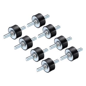 uxcell 8pcs M8x23mm Rubber Isolator Mounts with Studs 30x15mm Male Vibration Shock Absorber Zinc Plated Cylindrical Thread Mounts Anti Vibration Isolators with 16pcs M8 Lock Nuts