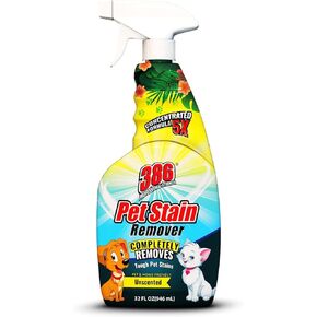 386 Professional Strength Stain Carpet Cleaner – 32 Fl Oz Pet Stain Remover Spray with Ultra-Strong Concentrated Formula – All-Surface Pet Stain Remover for Upholstery, Bedding, Clothing, Floor
