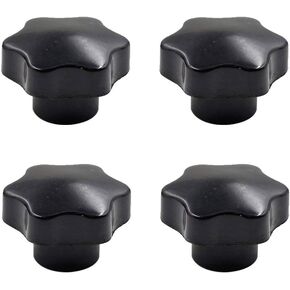 4Pcs M8 Knurled Thread Clamping Knob, Star Shape Hand Knobs Black Plastic Screw-On Handle Clamping Knob