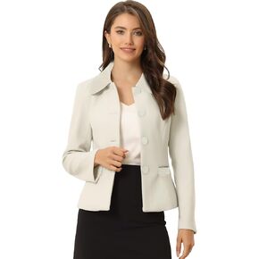 Allegra K Women's Work Office Jacket Blazer Contrast Collar Single Breasted Peacoat Winter Coat
