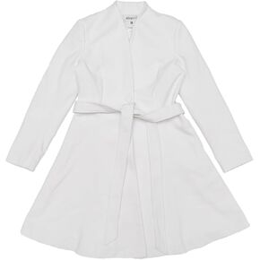Allegra K Winter Coat for Women's Single Breasted Tie Waist Collarless A-Line Pea Coats