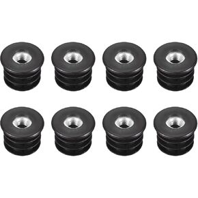 uxcell 12Pcs Inserts for Round Tubes with M8 Thread, for 25mm/0.98" OD Round Tube, Round Black Plastic Furniture Leg Plug Caster Insert Chair End Caps