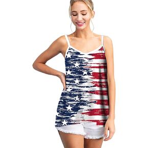 Women's Sleeveless Casual American Flag Tank Tops Loose Cute Printed Workout Sports Athletic T Shirts Independence Day Vest