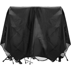 Drum Set Dust Cover, Waterproof Drum Cover 80 x 108 Inch Dust Cover with Sewn-in Weighted Corner Large Drum Shield for Electric Drum Accessories Musical Instruments, Black