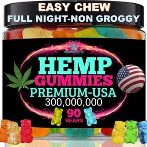 Hemp Gummies for Sleep Refreshing Gummy Bears-High Potency Hemp Oil Gummies, Fresh Fruity Flavors Tasty Relief-Made in USA-Extra Strength 90 Bears