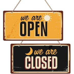 WhatSign Open Closed Signs for Business - Double Sided Open Signs for Business 12" x 6" Business Hours Open and Closed Signs for Business Window Door