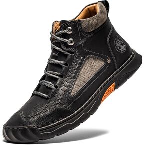 FLYLAND Men's Chukka Ankle Boots Handmade Leather Sneakers Fashion Casual Shoes Non Slip Breathable Comfortable for Driving Walking Hiking Outdoor