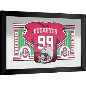 Wall Mirror - Ready-to-Hang Ohio State University Logo Black Framed Rectangle Mirror - for Pub, Game Room, Garage or Home Bar by Trademark Gameroom