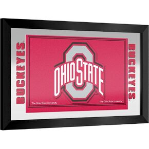 Wall Mirror - Ready-to-Hang Ohio State University Logo Black Framed Rectangle Mirror - for Pub, Game Room, Garage or Home Bar by Trademark Gameroom