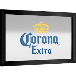 Wall Mirror - Ready-to-Hang Corona Logo Black Framed Rectangle Mirror - for Pub, Game Room, Garage or Home Bar by Trademark Gameroom