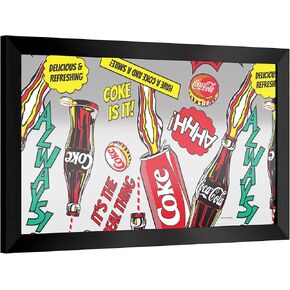 Wall Mirror - Ready-to-Hang Coca-Cola Pop Art Black Framed Rectangle Mirror - for Pub, Game Room, Garage or Home Bar by Trademark Gameroom