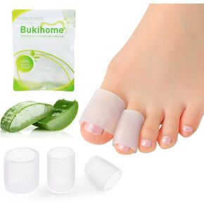 Silicone Toe Protectors – 14 Pack Aloe Vera Extract Infused Silicone Toe Sleeve for Hammer Toes, Corns, Calluses, Blisters – Soft Gel Protector Toe Cushions for Pain Relief (Multi-Size)