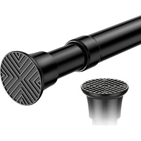 Black Spring Curtain Tension Rod 18-36 inch,Small Tension Rod for Windows,No Drilling Spring Tension rod,Adjustable Curtain Rod Tension Rod