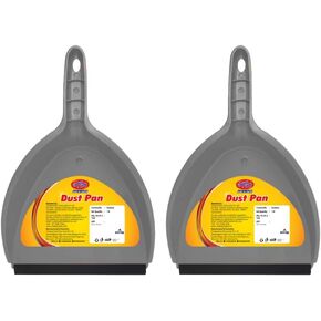 Heavy Duty Dust Pan with Rubber Edge, 13" Handheld Dustpan with Hanging Hole for Home/Household Cleaning, Industrial, Countertops (Pack of 2, Grey)