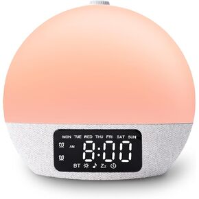 Sunrise Alarm Clocks White Noise Sound Machine with 25 Soothing Sounds, 17 Night Lights, Bluetooth Speaker Wake Up Light Alarm Clock for Bedrooms, Heavy Sleepers, Baby, Kids