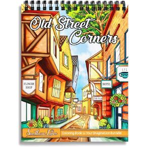SOUTHERN LOTUS Vintage Inspired Spiral Coloring Book for Adults: Relaxing Landscapes & Old Street Corners Art Edition - Ideal for Women, Stress Relief & Leisure Time