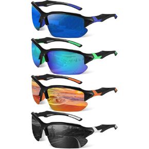 4 Pack Polarized Sports Sunglasses for Men Women Baseball Cycling Running Fishing UV Protection Sun Glasses Lightweight Half Frame Goggles