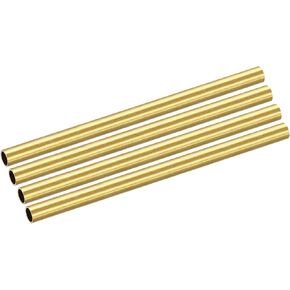 Brass Tube(6mm OD x 0.5mm Wall T x 100mm L) 4Pcs, Straight Tubing - for Home Furnishing, Machinery, DIY Handicraft