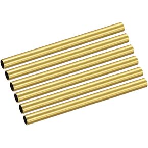 Brass Tube(7.5mm OD x 0.5mm Wall T x 100mm L) 6Pcs, Straight Tubing - for Home Furnishing, Machinery, DIY Handicraft