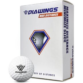 Diawings Max Distance Golf Balls for Maximum Distance, Anti Slice, Low Spin, Straight Shots | Half Dozen, 6balls | White, Pink, Orange, Yellow