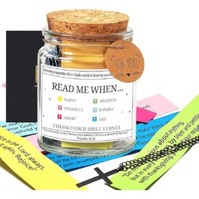 Christian Gifts for Women|90 Coloring Bible Verses Cards in a Jar with Black Cross|Read Me When Bible Verse Jar for Emotions|The Hope Jar Gifts for Christian,Mother&Father's Day Gifts
