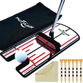 Golf Putting Mirror with 6 Golf Tees, Putting Mirror Training Aid for Golf Practice Putting Trainer, Golf Putting Aid for Golfer, Golf Gifts for Men