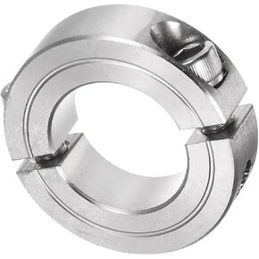 uxcell Double Split Clamp-On Shaft Collar for 1" Shaft, Two-Piece Clamping Collar, 1-3/4" OD, 1/2" Width, 304 Stainless Steel Axle Collar Clamp, Set Screw Style