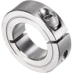 uxcell Single Split Clamp-On Shaft Collar 1" Bore One-Piece Clamping Collar, 1-3/4" OD, 1/2" Width, 304 Stainless Steel Axle Collar Clamp, Set Screw Style