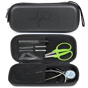 11 قطعة من مجموعات حافظات سماعة الطبيب، حقيبة حمل سماعة الطبيب لـ 3M Littmann Classic III، حامل سماعة الطبيب مع جيب لملحقات الممرضات للعمل، تتضمن ضوء القلم، ولفائف الضمادات باللون الوردي