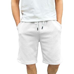 PLEPAN Mens Casual Active Shorts Elastic Waist Waffle Texture Sweat Shorts Beach Sports Workout Drawstring Short with Pockets