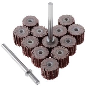 12Pcs 120 Grit Flap Sanding Wheel Head Grinding Disc (10mm/0.39") with 2 of 3mm Arbor for Rotary Tool - Sandpaper Drum