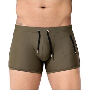 Arjen Kroos Men's Swim Briefs Quick Dry Square Leg Swimsuit Beach Trunk Swimwear with Pockets